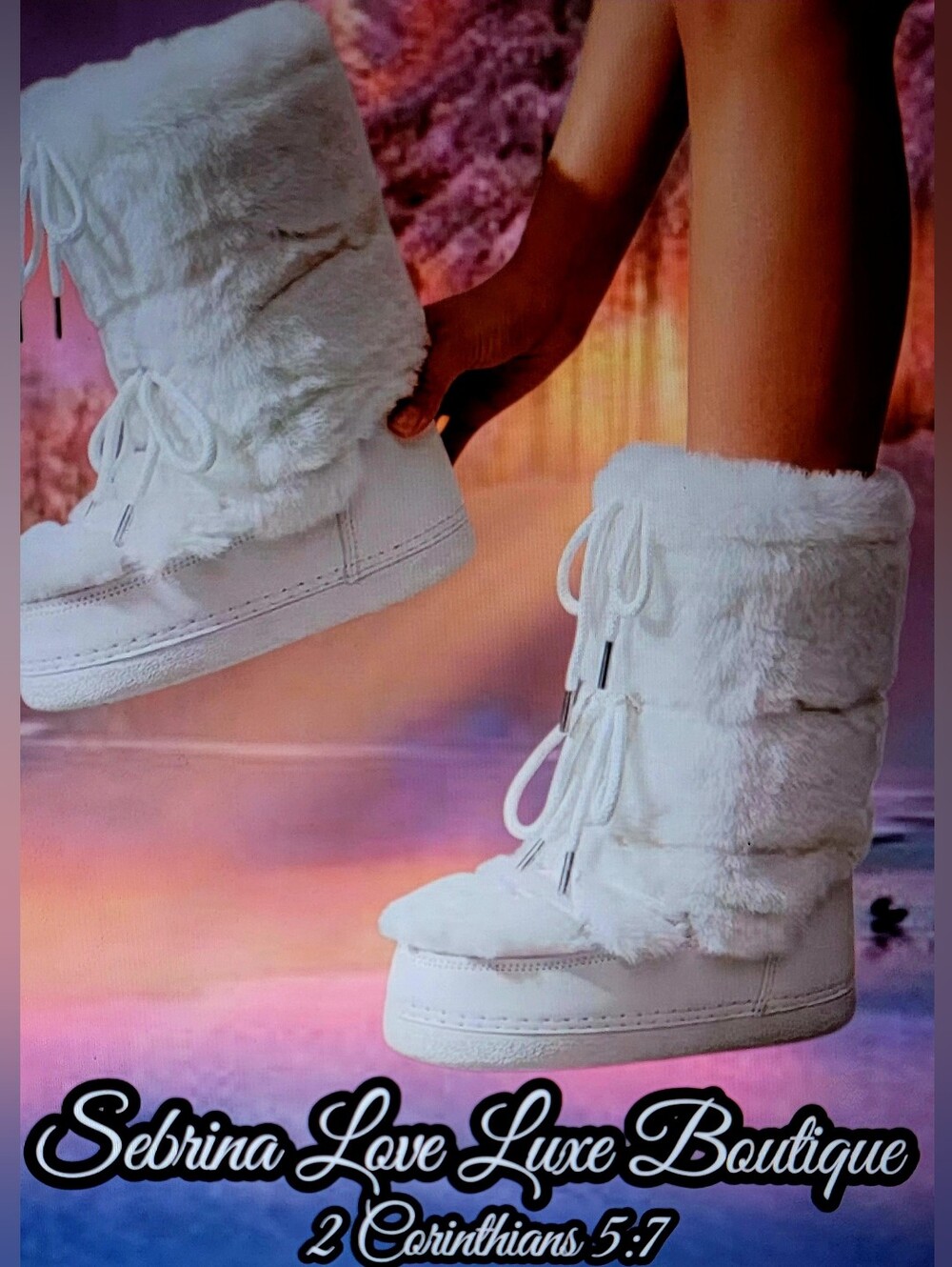 Cute & Cozy White Faux Fur Ski Inspired Winter Boots